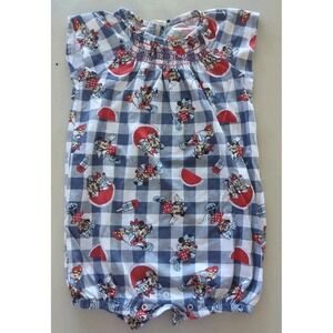 DISNEY Baby Girls' Minnie & Daisy Duck Summer Picnic Buffalo Plaid Romper 24M